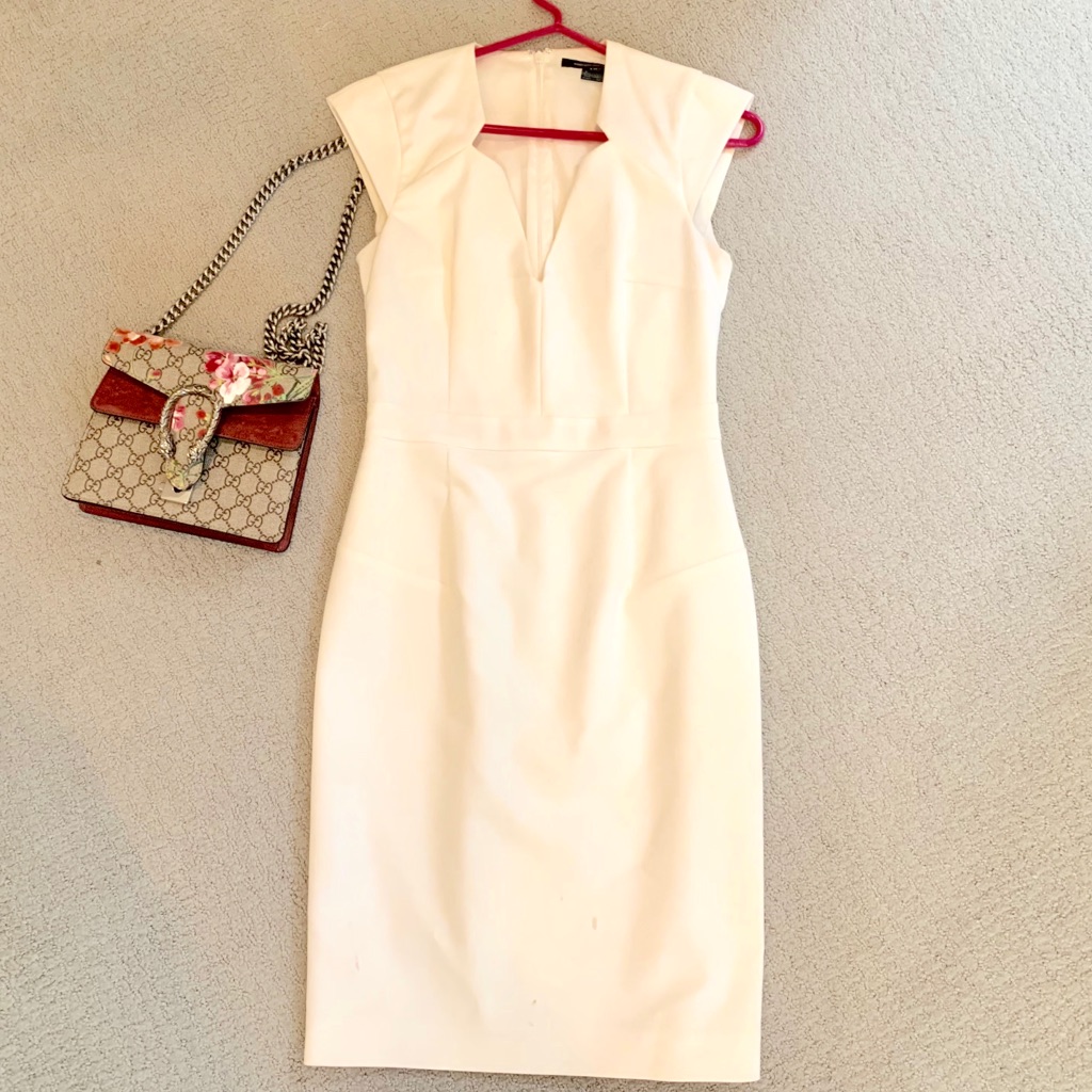 French Connection White Fitted Dress